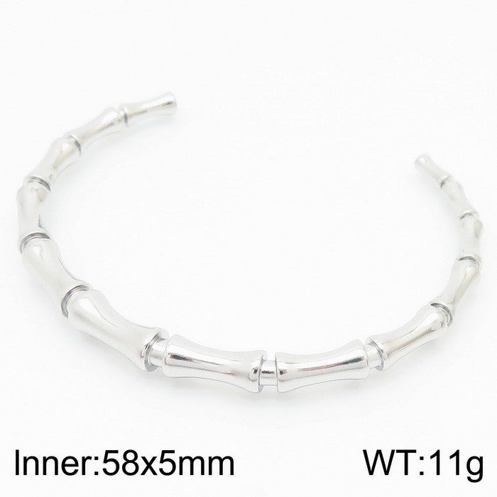Bamboo Joint Design Stainless Steel Bracelet 18K Gold Plated Versatile High-Grade Plain Circle Bracelet
