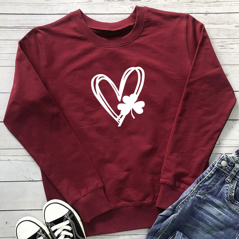 Love clover printed hoodie