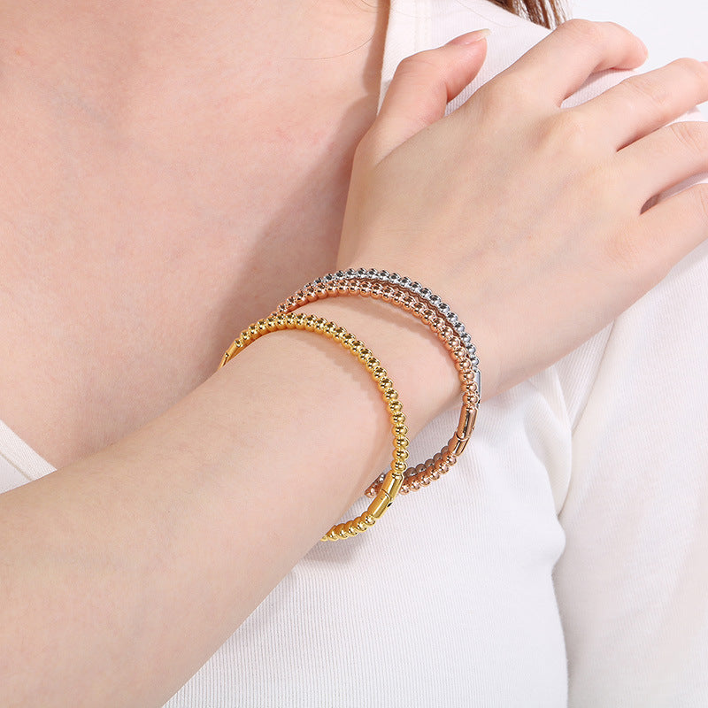 Bamboo Joint Design Stainless Steel Bracelet 18K Gold Plated Versatile High-Grade Plain Circle Bracelet