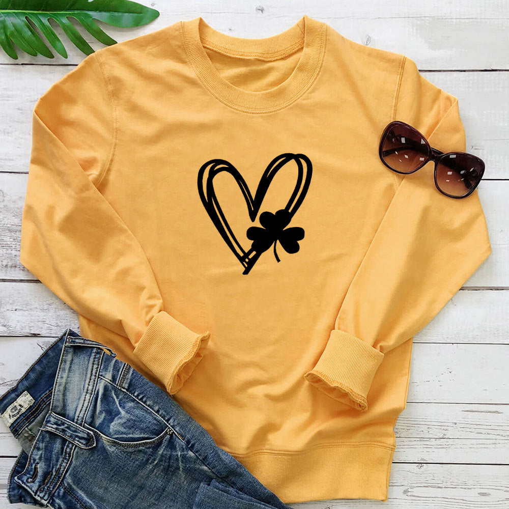 Love clover printed hoodie