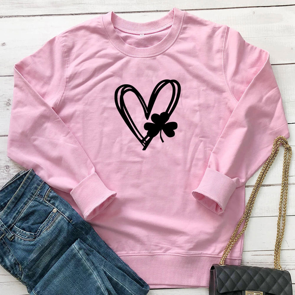 Love clover printed hoodie